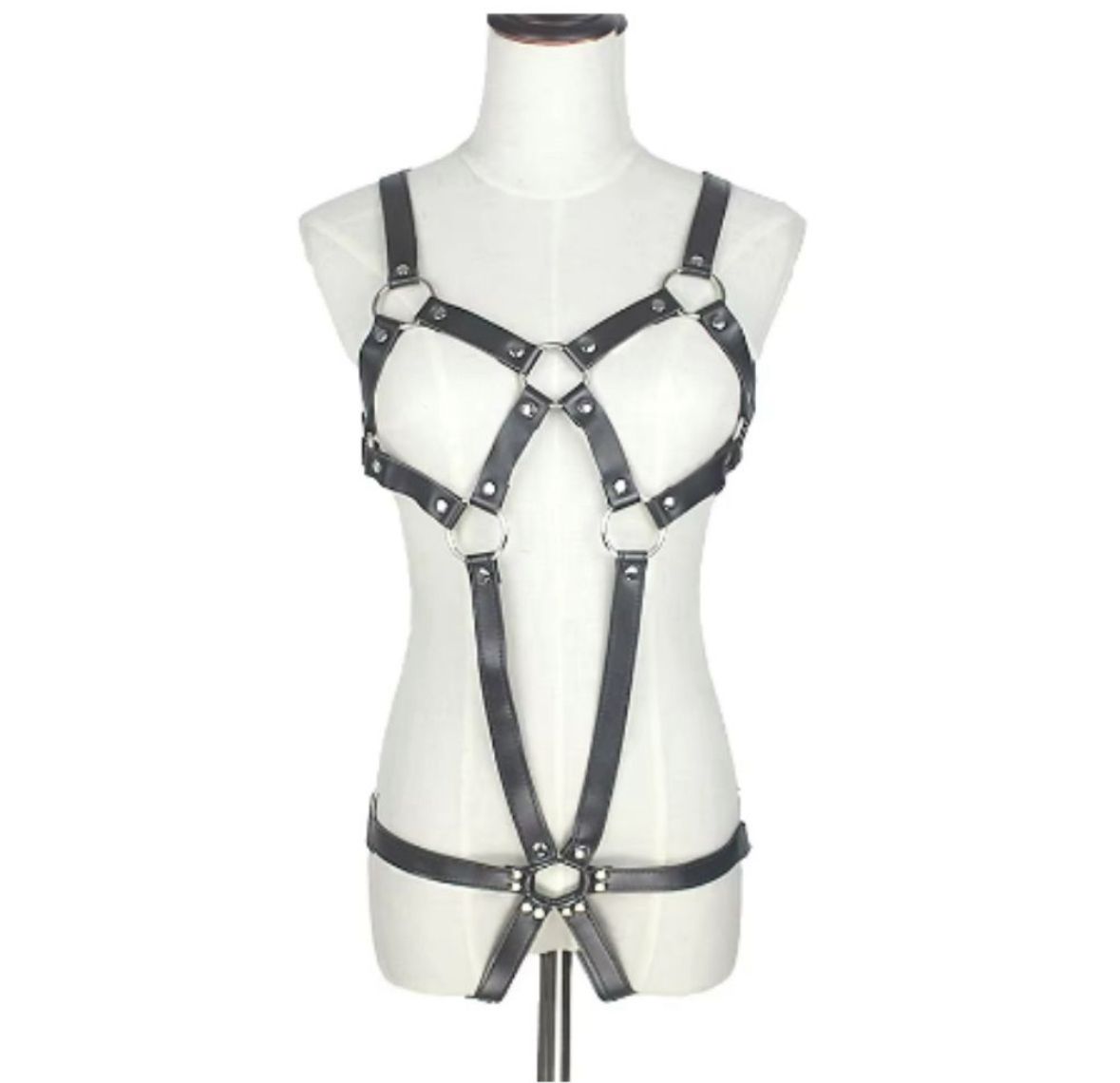 Catsuit de cuero PU con entrepierna abierta, arnés de sujeción para Bondage sexual, disfraces eróticos fetiche sin entrepierna