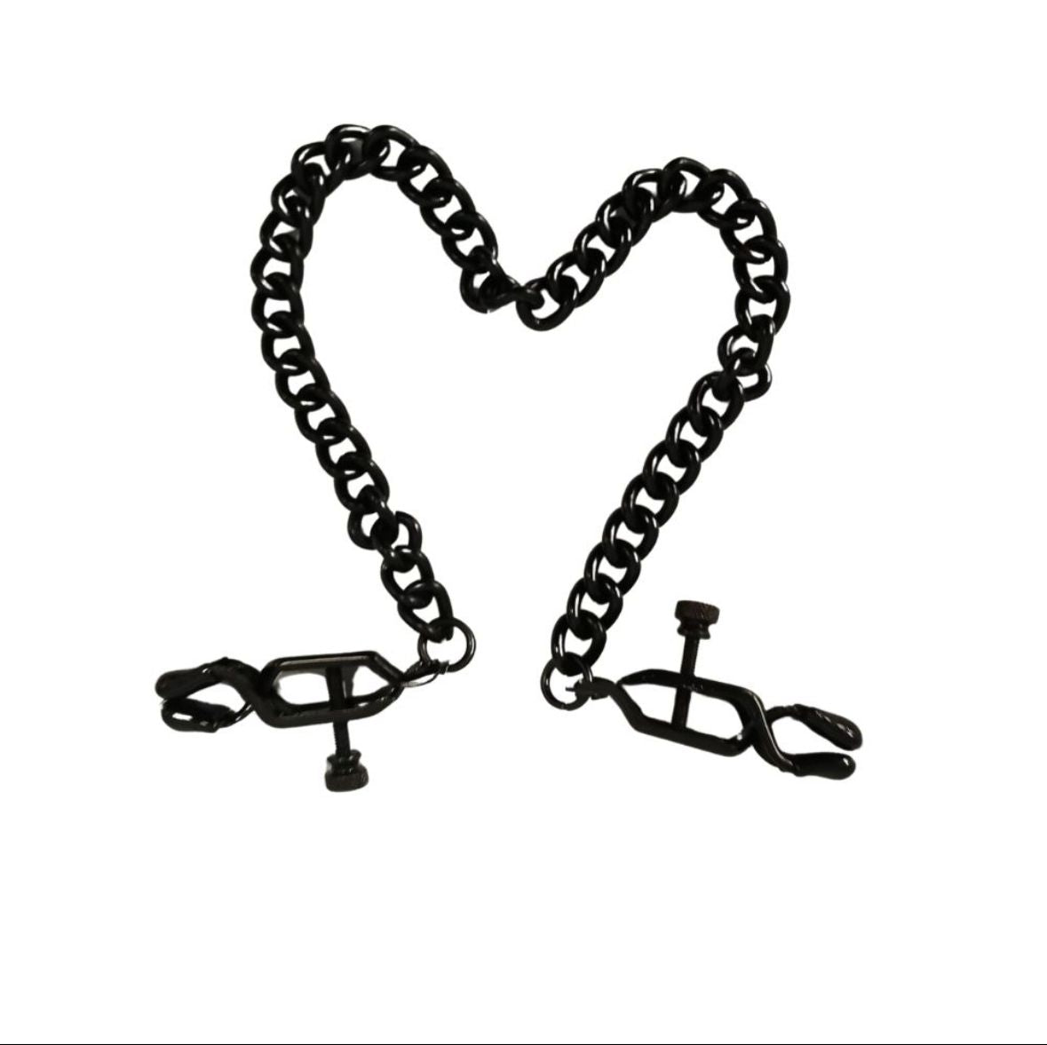 Pinzas ajustables de cadena negra para pezones
